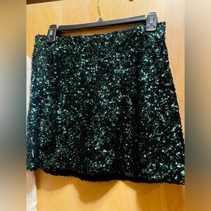 Cooperative size 2 worn once dark green sequined skirt EUC